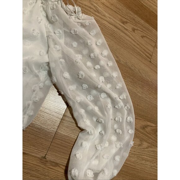 v Francesca's White Cropped Blouse Off Shoulder Top Rushed Small Audrey Parks - Picture 4 of 7